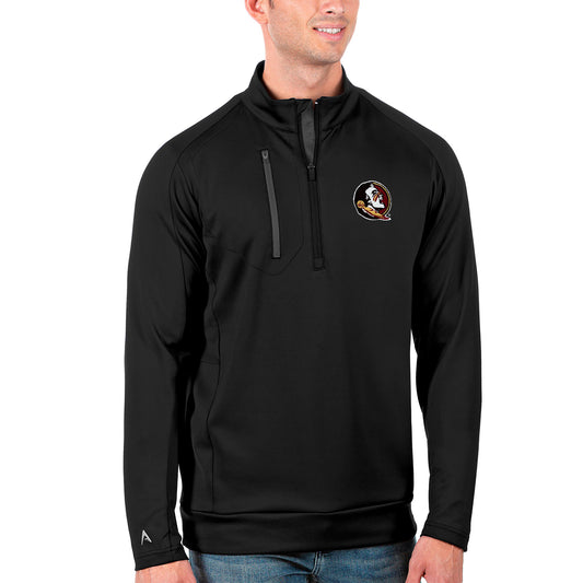 Men's Antigua Black/Charcoal Florida State Seminoles Generation Half-Zip Pullover Jacket