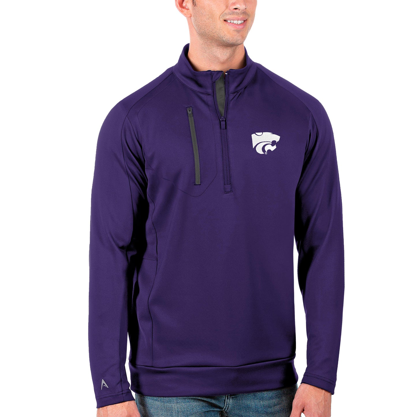 Men's Antigua Purple/Charcoal Kansas State Wildcats Generation Half-Zip Pullover Jacket