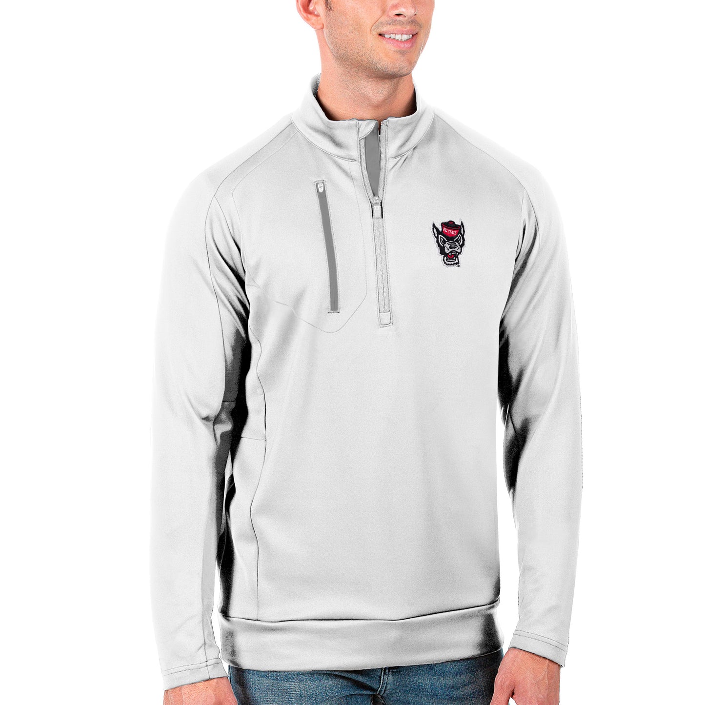 Men's Antigua White/Silver NC State Wolfpack Generation Half-Zip Pullover Jacket