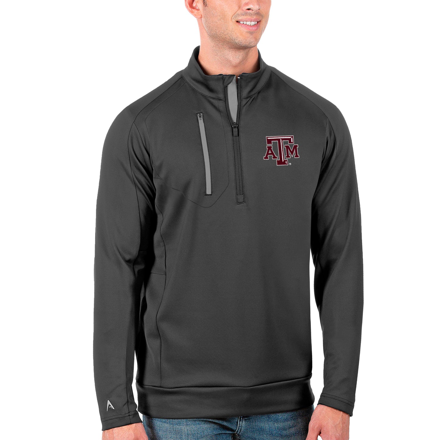 Men's Antigua Charcoal/Silver Texas A&M Aggies Generation Half-Zip Pullover Jacket