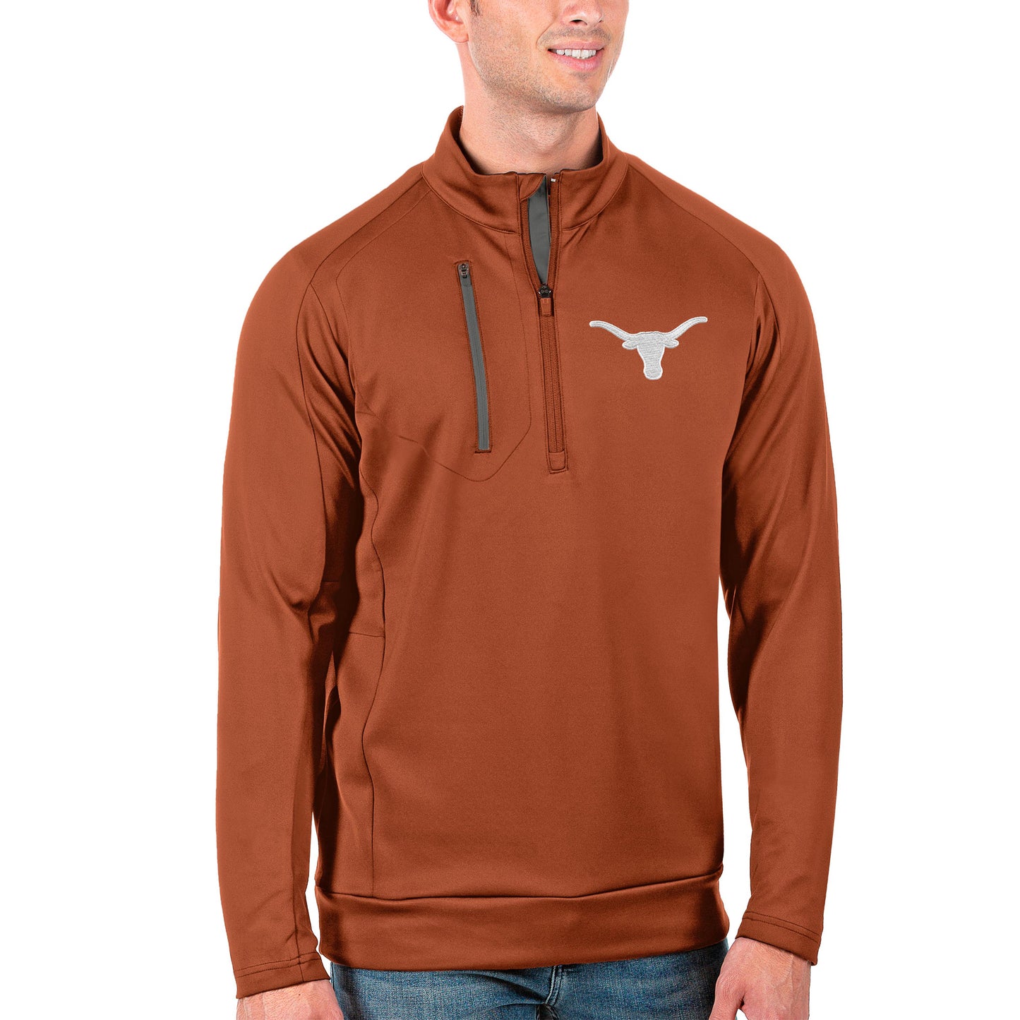 Men's Antigua Texas Orange/Charcoal Texas Longhorns Generation Half-Zip Pullover Jacket