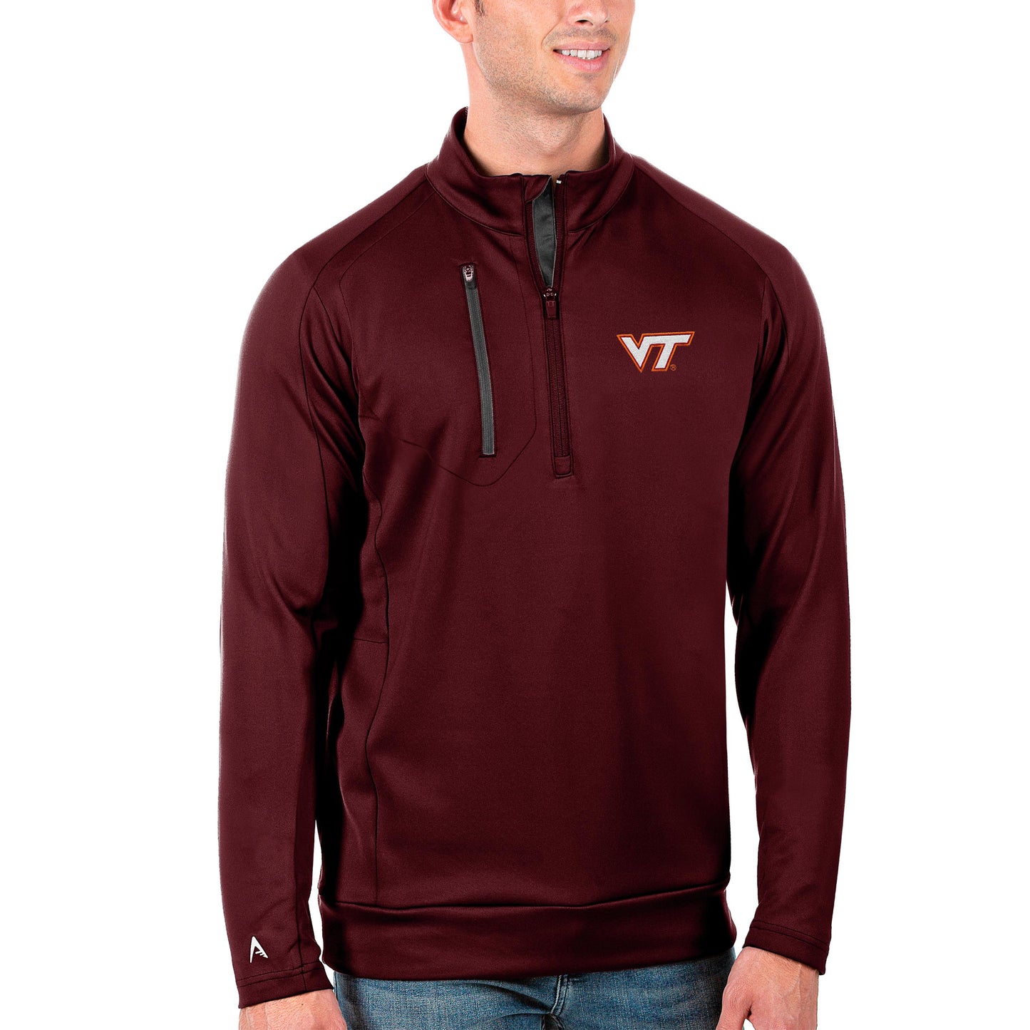 Men's Antigua Maroon/Charcoal Virginia Tech Hokies Generation Half-Zip Pullover Jacket