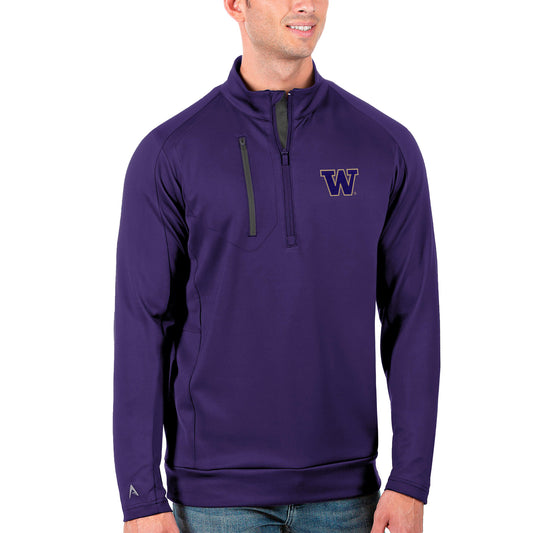 Men's Antigua Purple/Charcoal Washington Huskies Generation Half-Zip Pullover Jacket