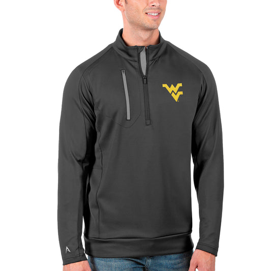 Men's Antigua Charcoal/Silver West Virginia Mountaineers Generation Half-Zip Pullover Jacket