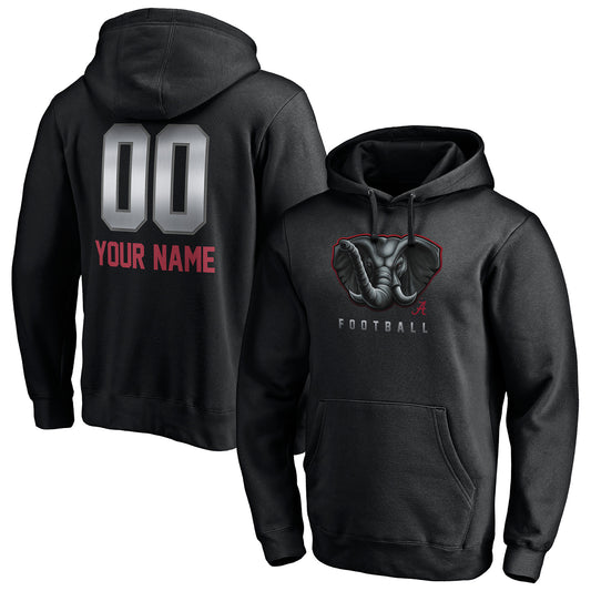 Men's Black Alabama Crimson Tide Personalized Any Name & Number Midnight Mascot Pullover Hoodie