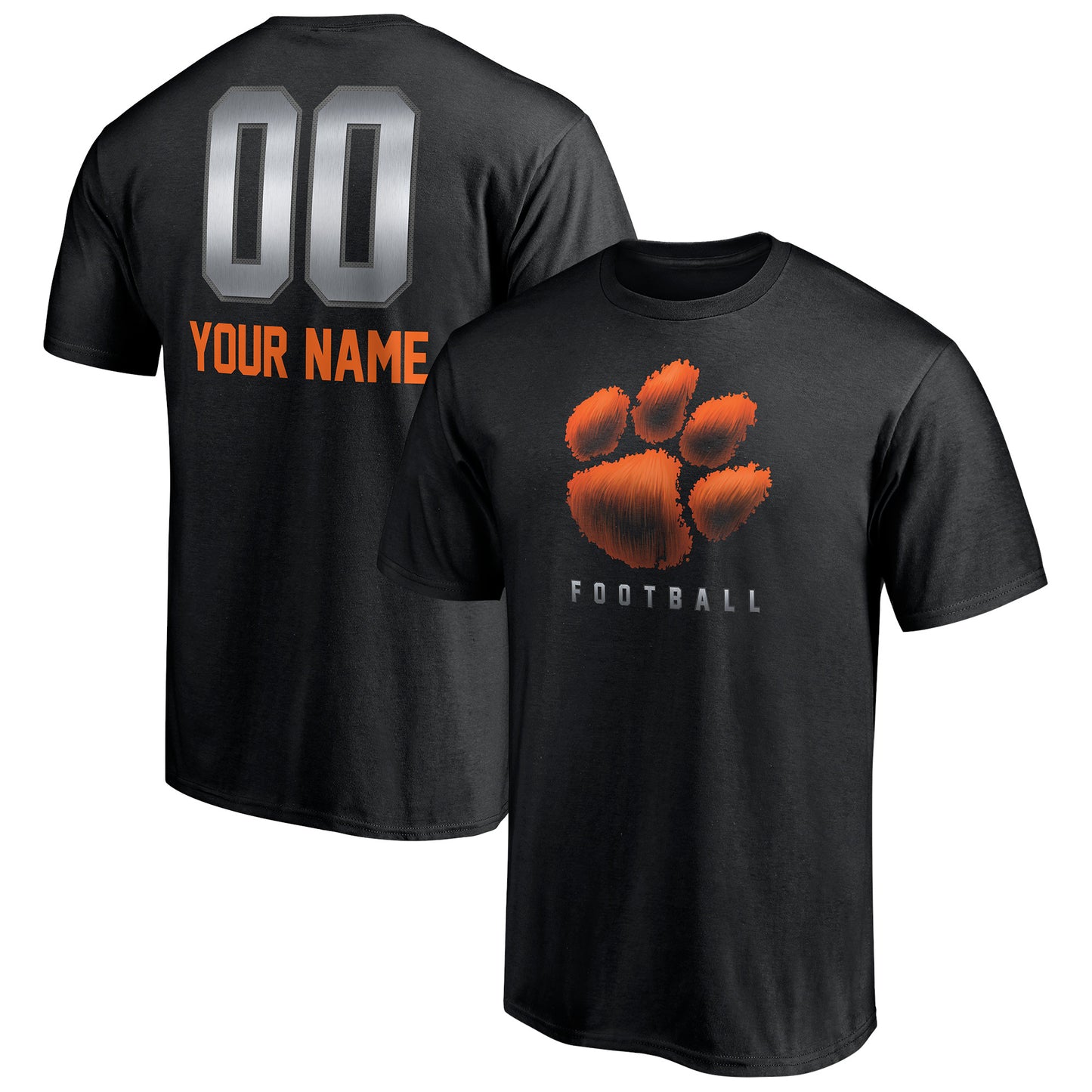 Men's Black Clemson Tigers Personalized Any Name & Number Midnight Mascot T-Shirt