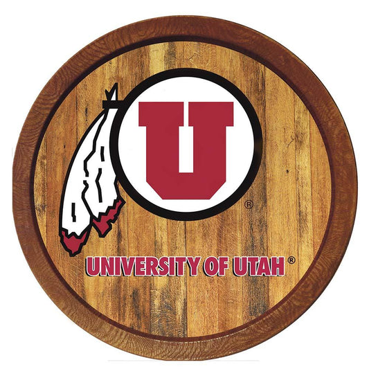 Utah Utes 21'' x 21'' Color Logo Faux Barrel Top Sign