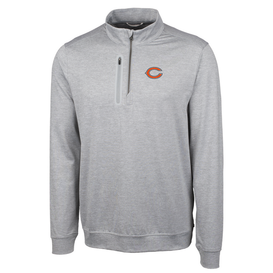 Men's Cutter & Buck Heather Gray Chicago Bears Big & Tall Stealth Quarter-Zip Pullover Jacket