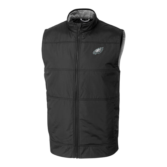 Men's Cutter & Buck Black Philadelphia Eagles Big & Tall Stealth Full-Zip Vest