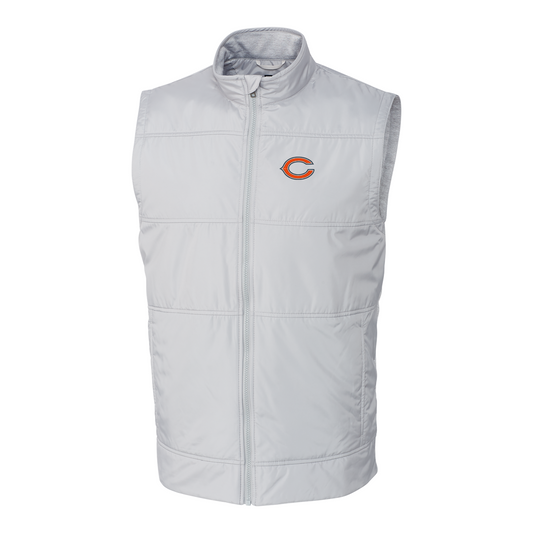 Men's Cutter & Buck Heather Gray Chicago Bears Big & Tall Stealth Full-Zip Vest