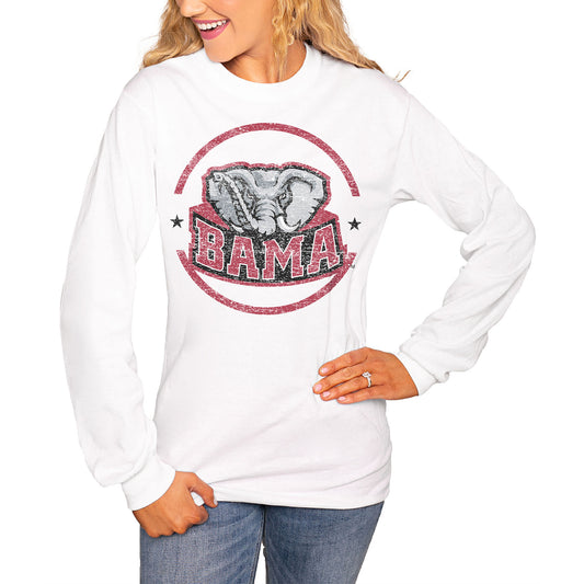 Women's White Alabama Crimson Tide End Zone Long Sleeve T-Shirt