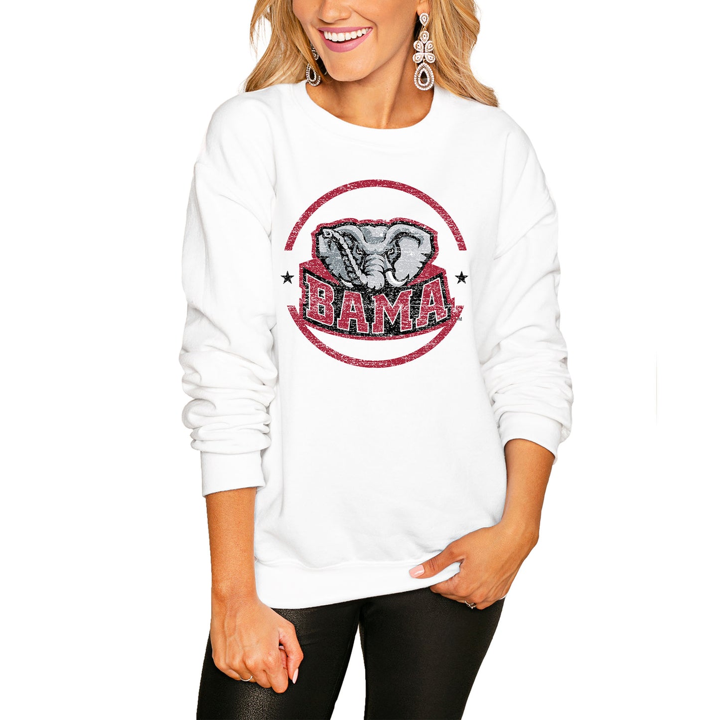 Women's White Alabama Crimson Tide End Zone Pullover Sweatshirt