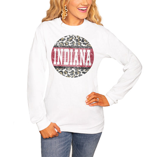 Women's White Indiana Hoosiers Scoop & Score Long Sleeve T-Shirt