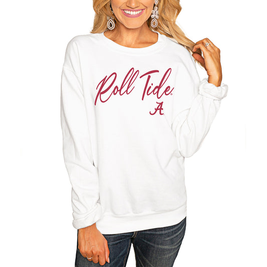 Women's White Alabama Crimson Tide Win the Day Pullover Sweatshirt