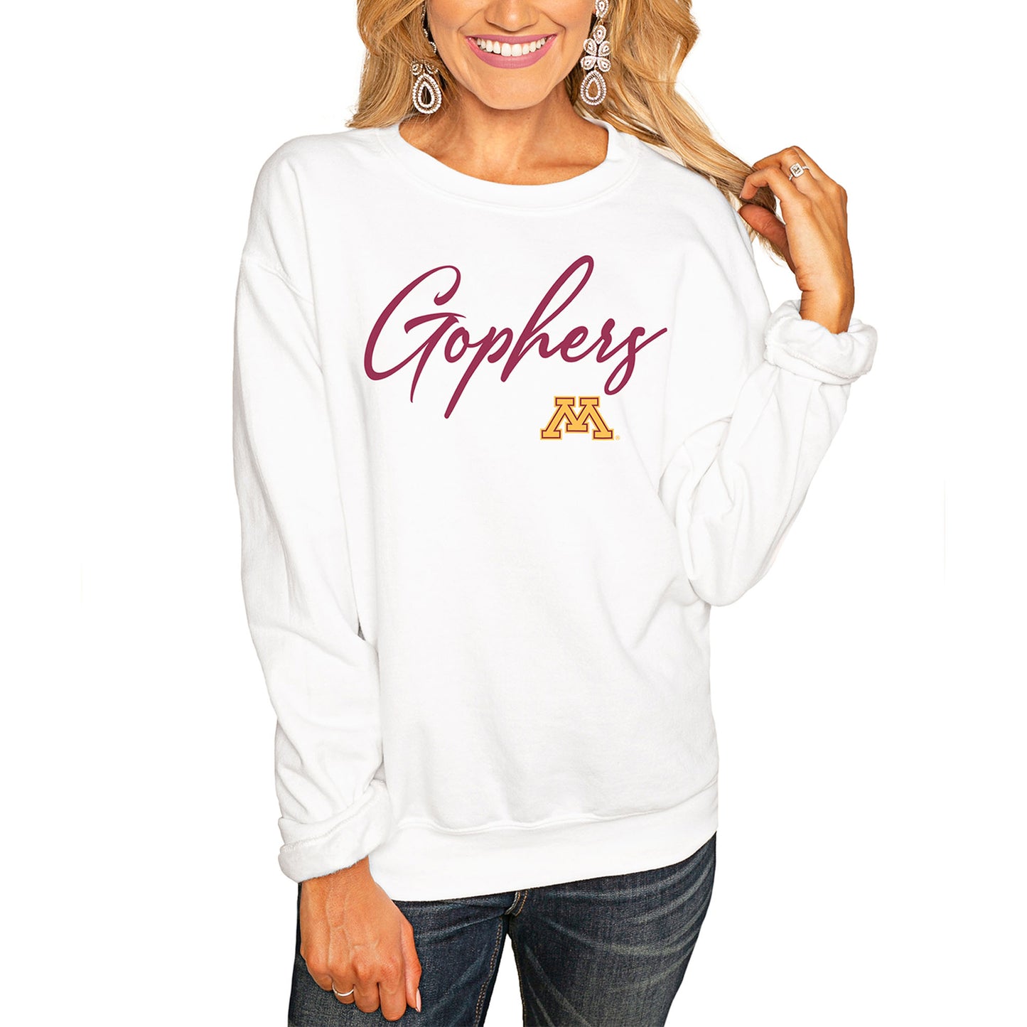 Women's White Minnesota Golden Gophers Win the Day Pullover Sweatshirt