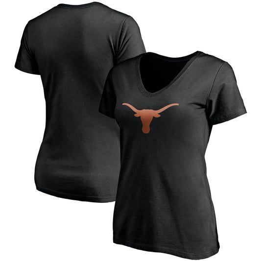 Women's Fanatics Black Texas Longhorns Primary Logo V-Neck T-Shirt