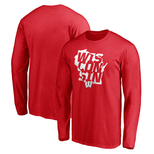 Men’s Red Wisconsin Badgers Downfield Long Sleeve T-Shirt