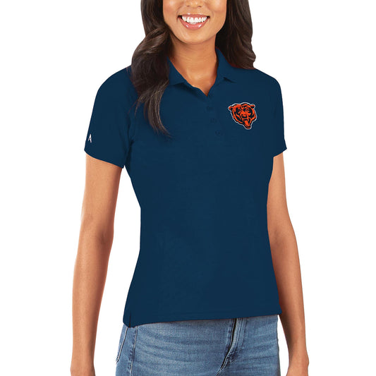 Women's Antigua Navy Chicago Bears Bear Head Legacy Pique Polo