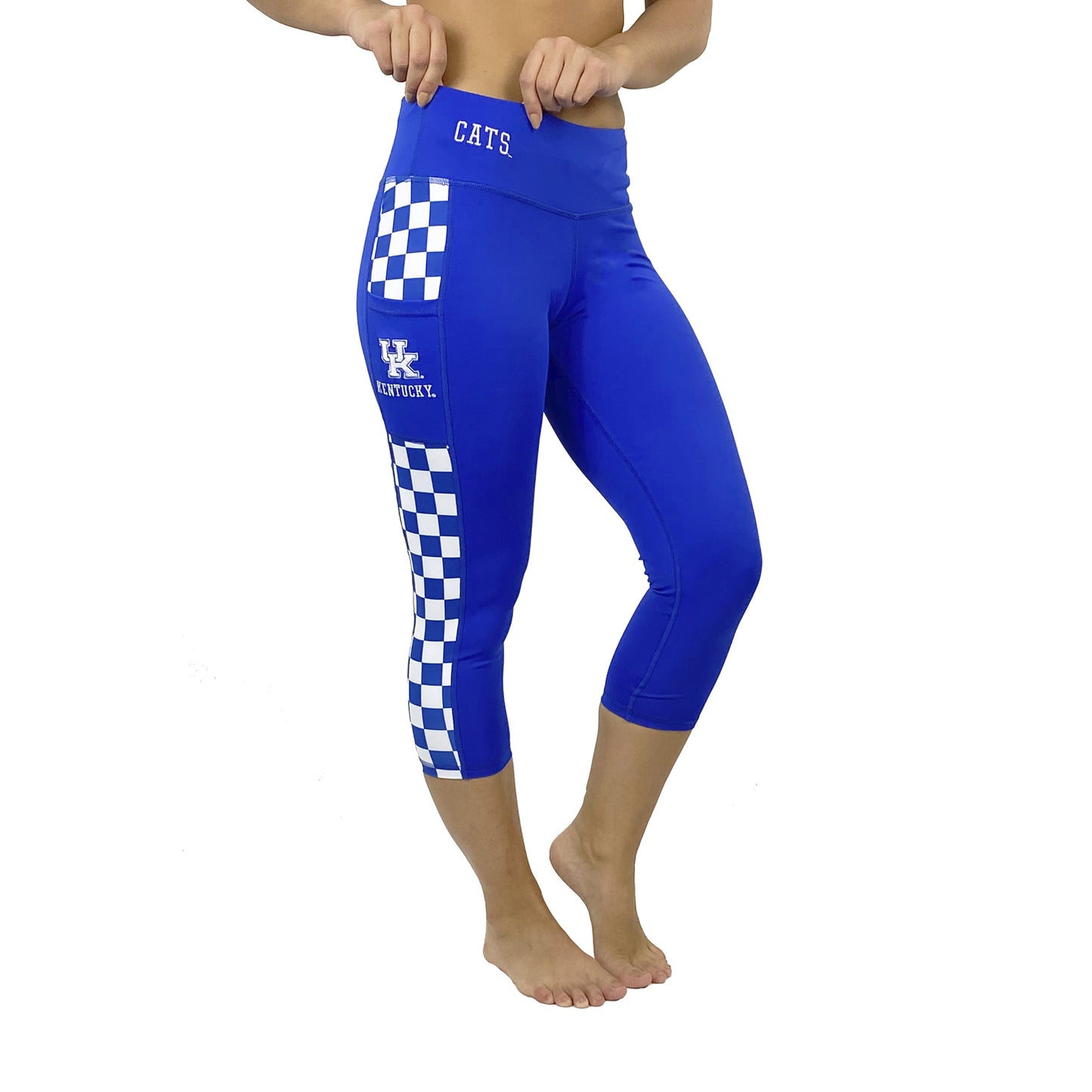 Women's Royal Kentucky Wildcats Victory Phone Pocket Crop Leggings