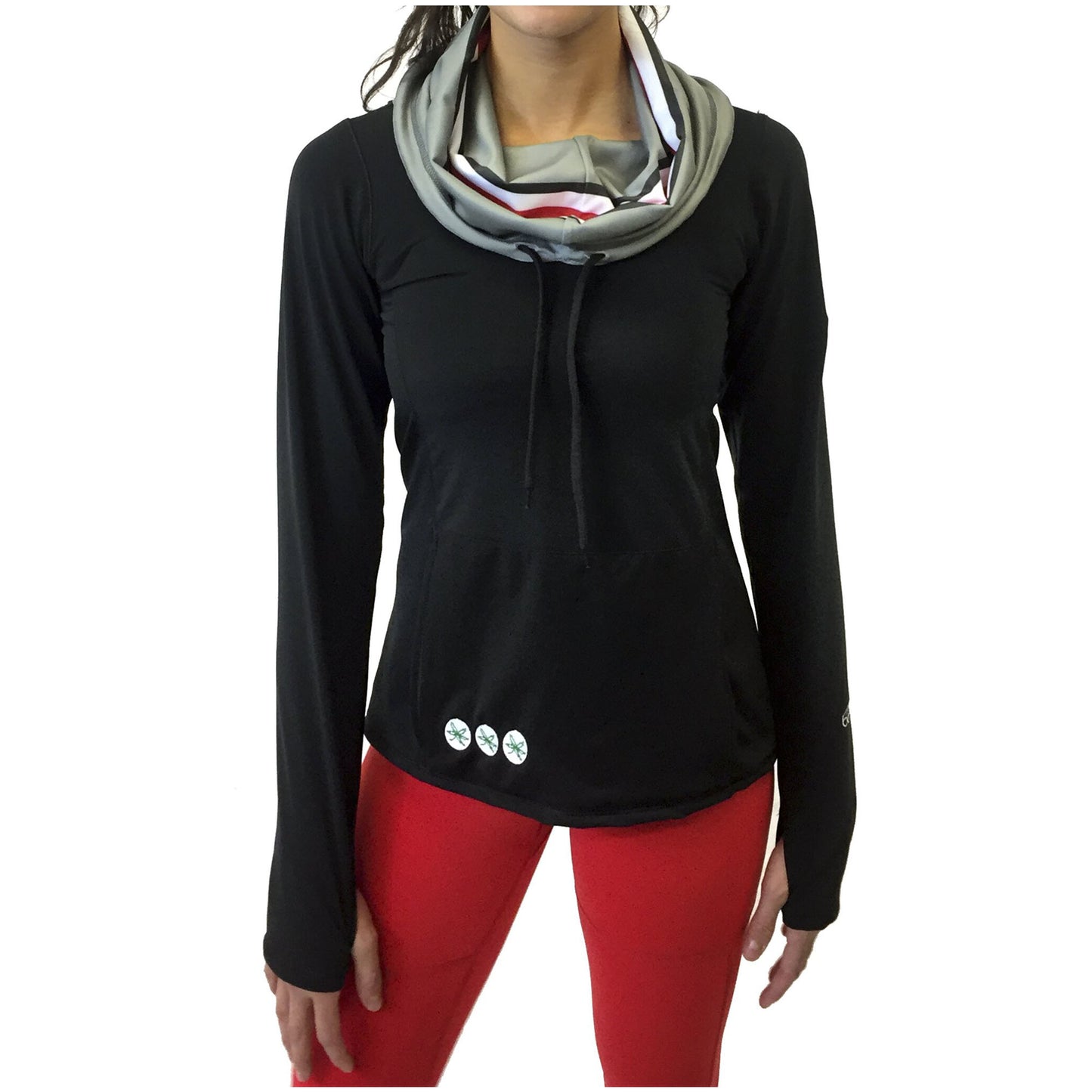 Women's Black Ohio State Buckeyes Luxe Funnel Neck Pullover Sweatshirt