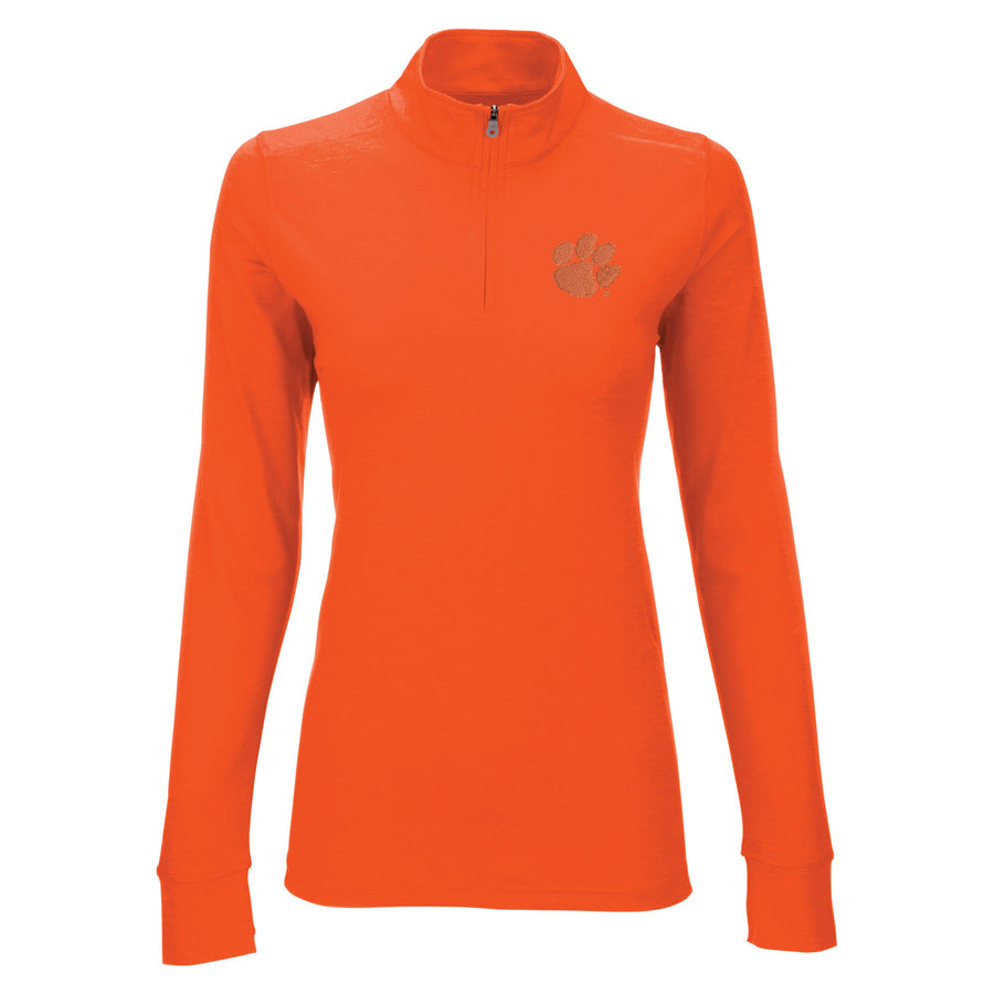 Women's Orange Clemson Tigers Vansport Zen Quarter-Zip Pullover Jacket