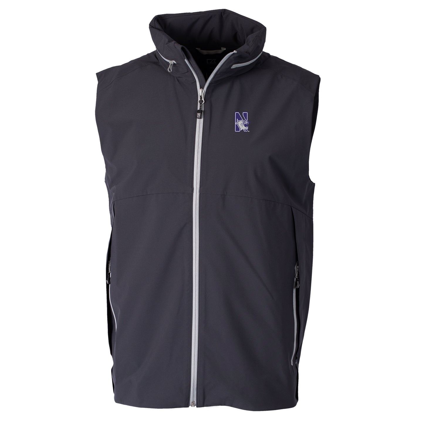 Men's Cutter & Buck Charcoal Northwestern Wildcats Vapor Full-Zip Vest