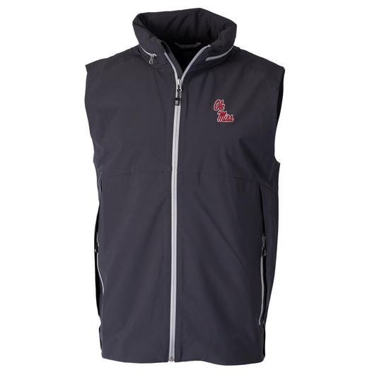 Men's Cutter & Buck Charcoal Ole Miss Rebels Vapor Full-Zip Vest