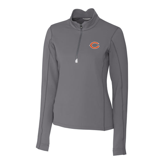 Women's Cutter & Buck Gray Chicago Bears Traverse Half-Zip Pullover Jacket