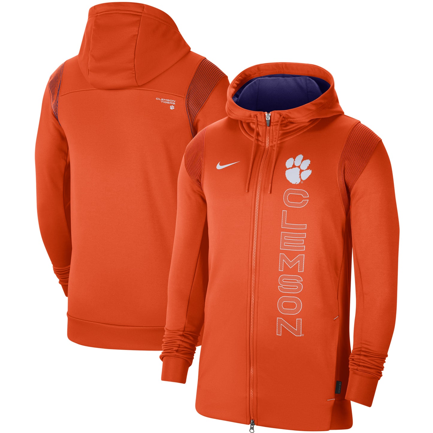 Men's Nike Orange Clemson Tigers 2021 Sideline Performance Full-Zip Hoodie