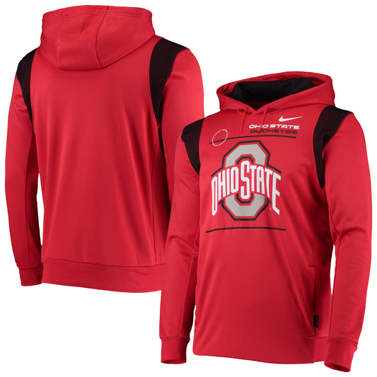 Men's Nike Scarlet Ohio State Buckeyes 2021 Team Sideline Performance Pullover Hoodie