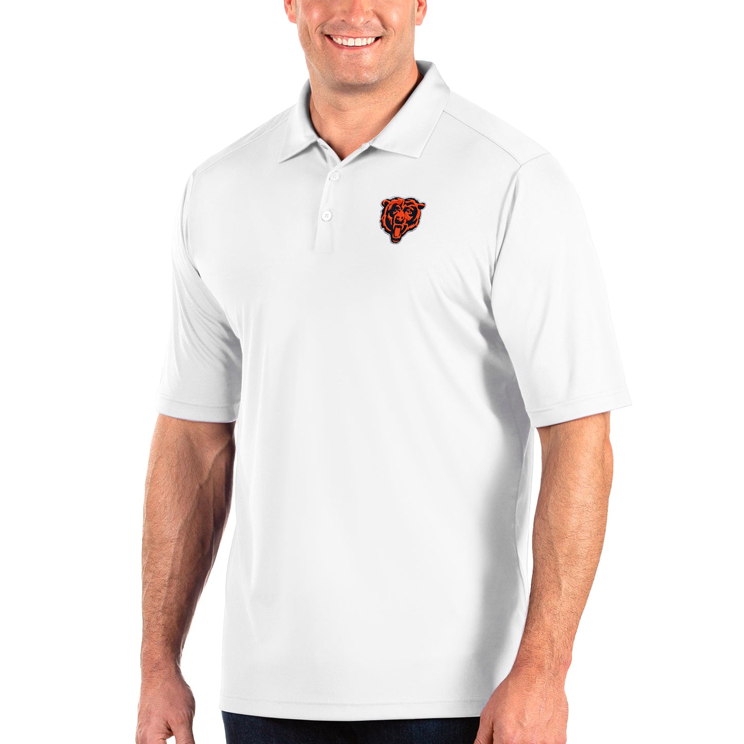 Men's Antigua White Chicago Bears Big & Tall Bear Head Tribute Polo