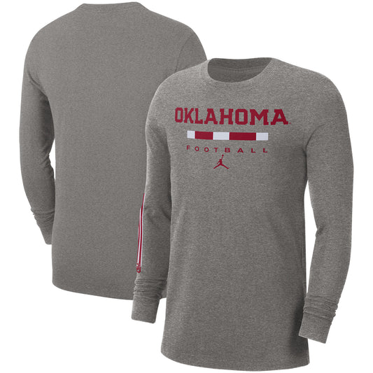 Men's Jordan Brand Heathered Gray Oklahoma Sooners Word Long Sleeve T-Shirt