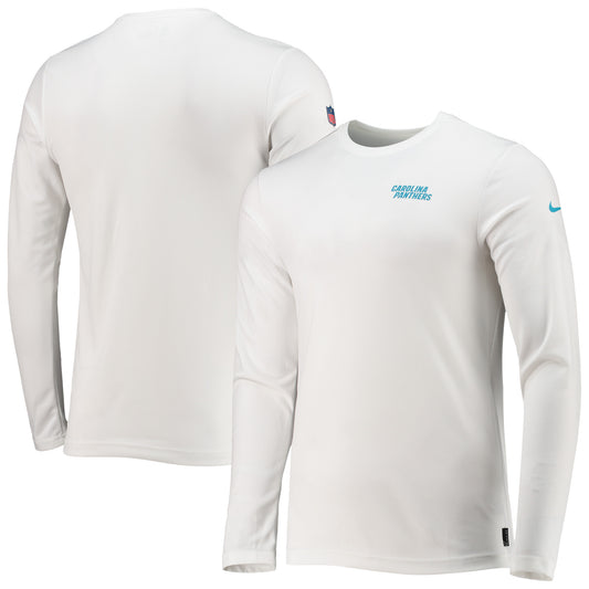 Men's Nike White Carolina Panthers Sideline Coaches Performance Long Sleeve Shirt