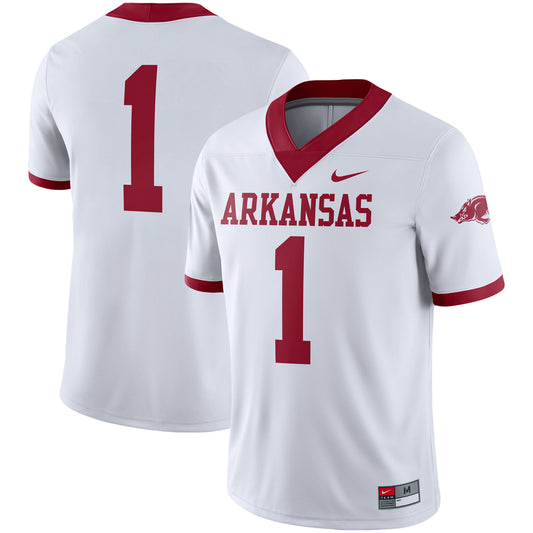 Men's Nike #1 White Arkansas Razorbacks Alternate Game Jersey