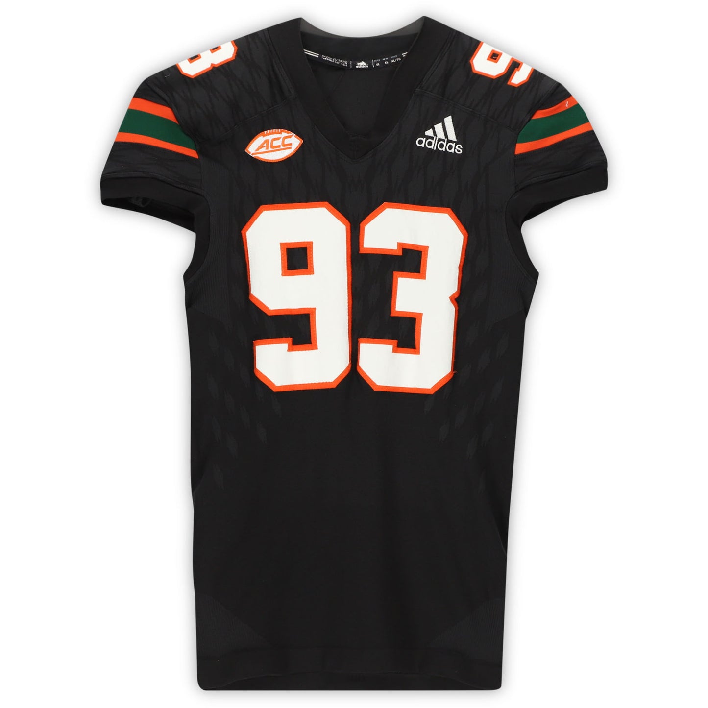 Miami Hurricanes Game-Used #93 Black Jersey from the 2017-2018 NCAA Seasons - Size XL