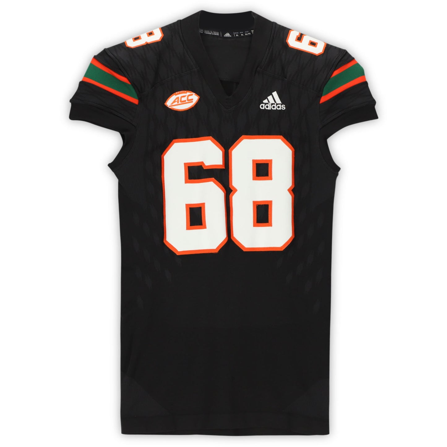 Miami Hurricanes Game-Used #68 Black Jersey from the 2017-2018 NCAA Seasons