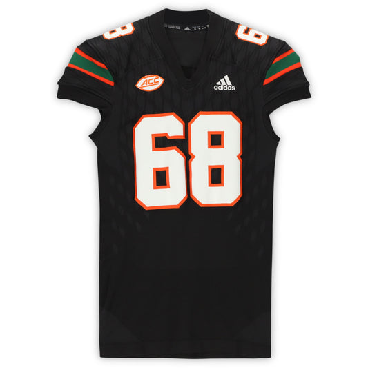 Miami Hurricanes Game-Used #68 Black Jersey from the 2017-2018 NCAA Seasons