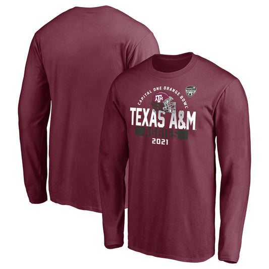 Men's Fanatics Maroon Texas A&M Aggies 2021 Orange Bowl Bound Backfield Long Sleeve T-Shirt