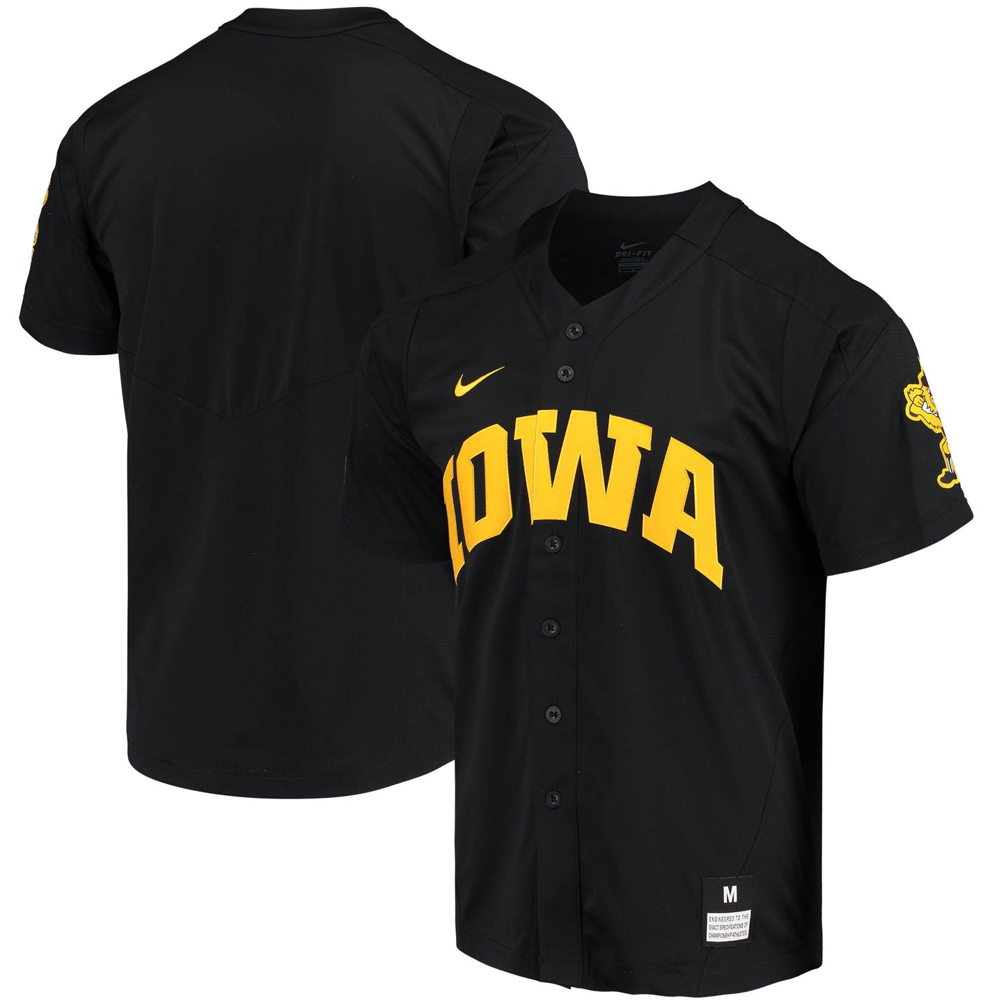 Men's Nike Black Iowa Hawkeyes Replica Vapor Elite Full-Button Baseball Jersey