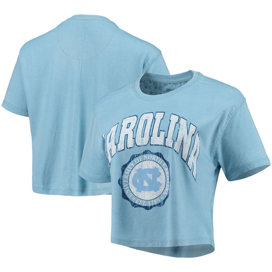 Women's Pressbox Light Blue North Carolina Tar Heels Edith Vintage Burnout Crop T-Shirt