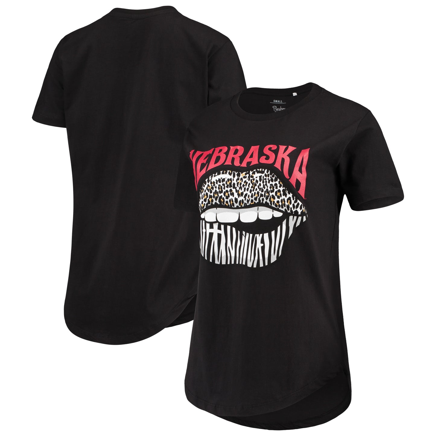 Women's Pressbox Black Nebraska Huskers Wild Lips Core T-Shirt