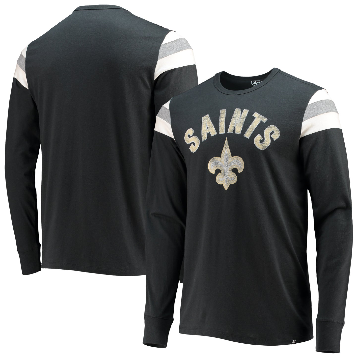 Men's '47 Black New Orleans Saints Franklin Rooted Long Sleeve T-Shirt