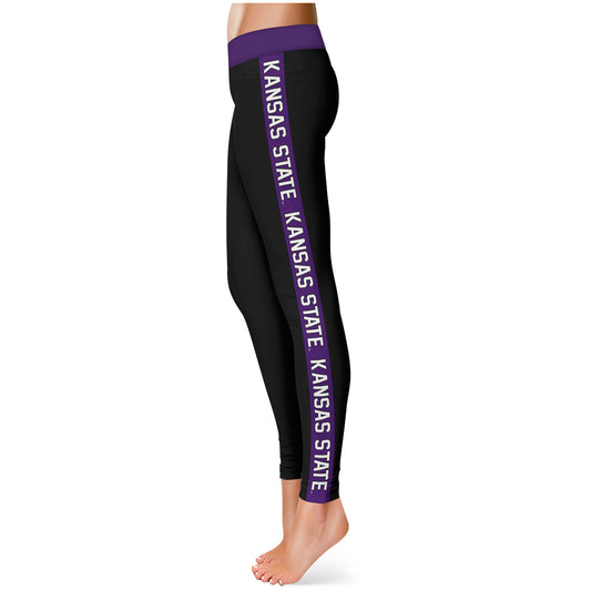 Women's Black Kansas State Wildcats Side Stripe Leggings