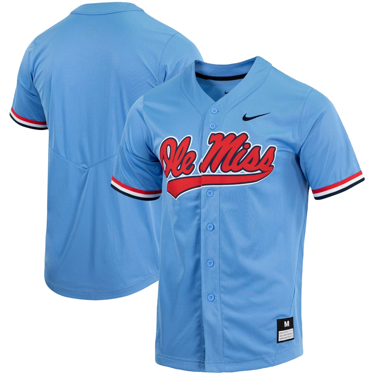 Men's Nike Powder Blue Ole Miss Rebels Replica Full-Button Baseball Jersey