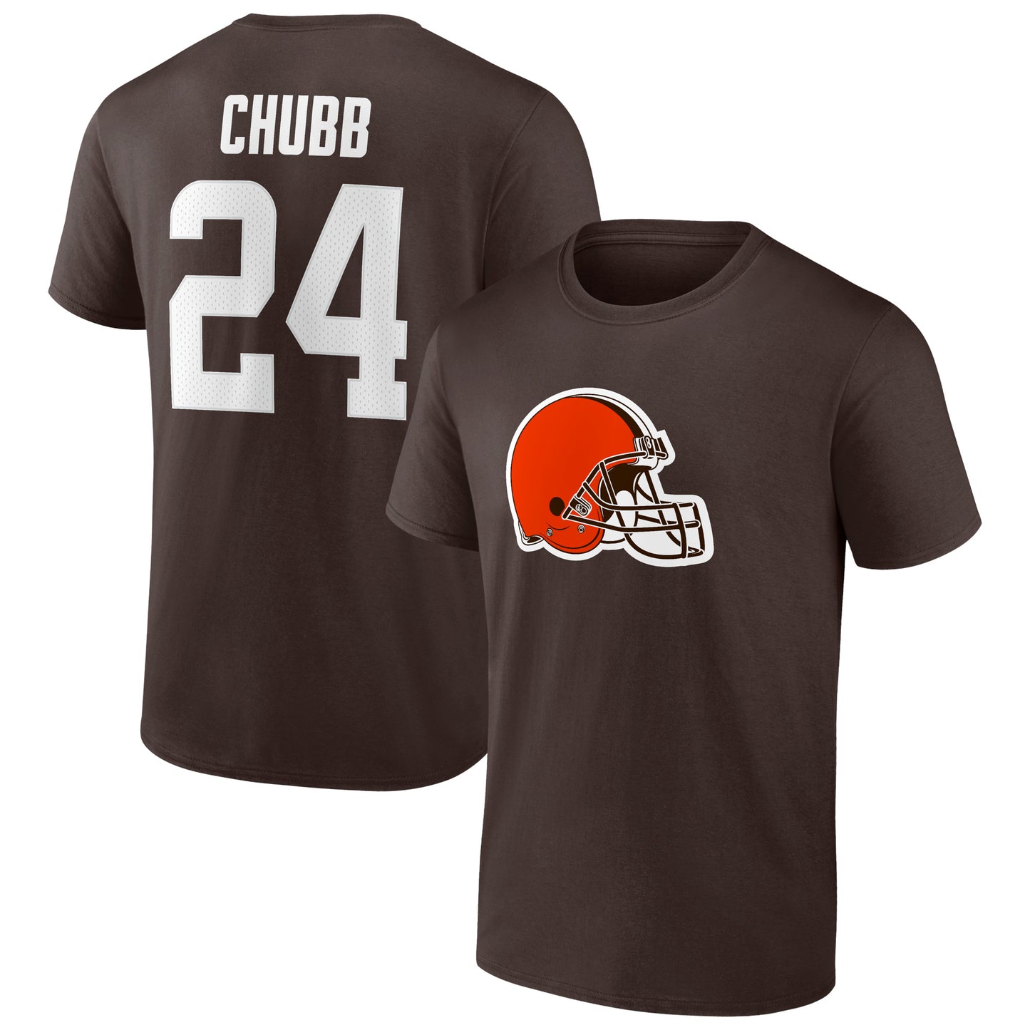 Men's Fanatics Nick Chubb Brown Cleveland Browns Player Icon Name & Number T-Shirt