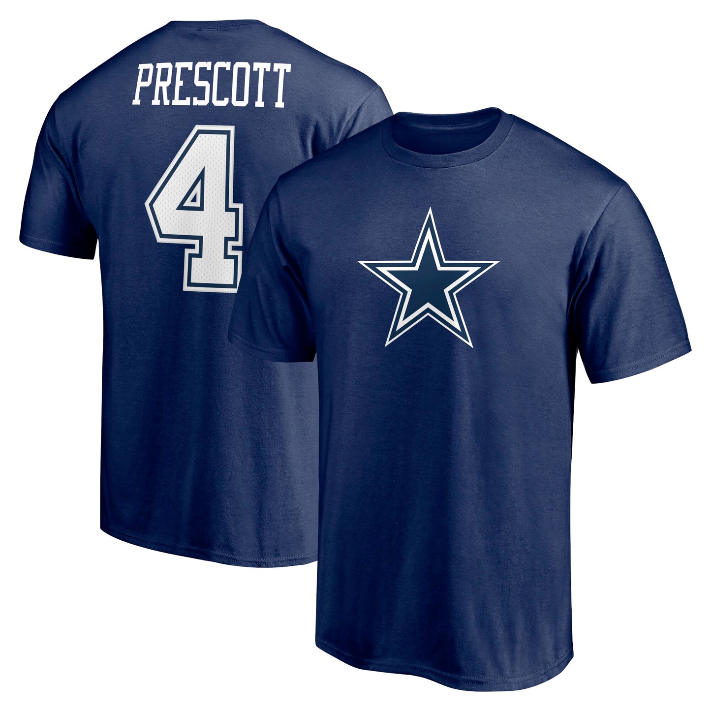 Men's Fanatics Dak Prescott Navy Dallas Cowboys Player Icon Name & Number T-Shirt