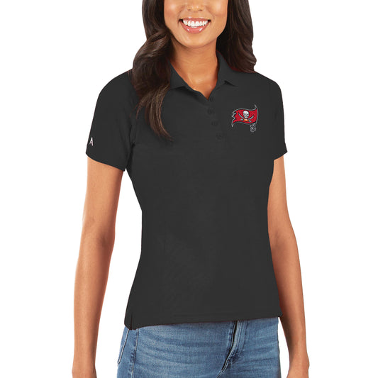 Women's Antigua Black Tampa Bay Buccaneers Legacy Pique Polo