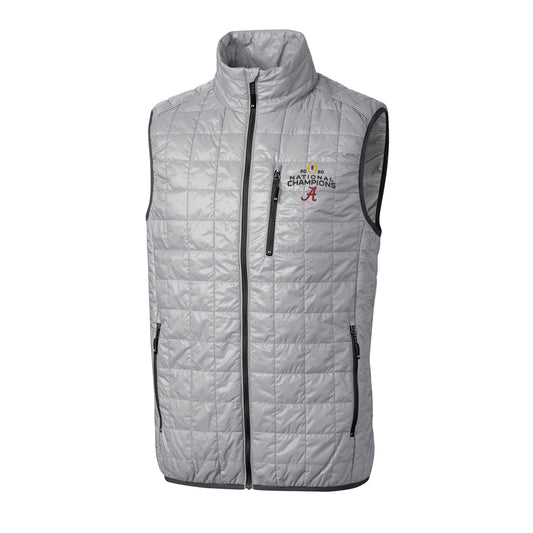 Men's Cutter & Buck Gray Alabama Crimson Tide College Football Playoff 2020 National Champions Rainier Full-Zip Vest