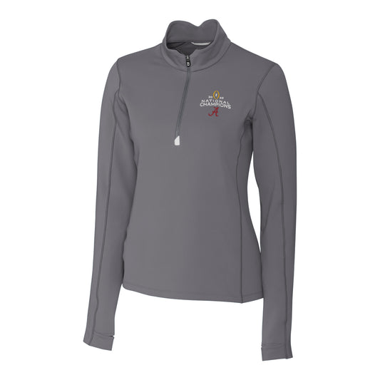 Women's Cutter & Buck Gray Alabama Crimson Tide College Football Playoff 2020 National Champions Traverse Half-Zip Pullover Jacket