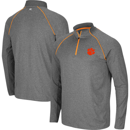 Men's Colosseum Heathered Charcoal Clemson Tigers Robert Raglan Quarter-Zip Jacket